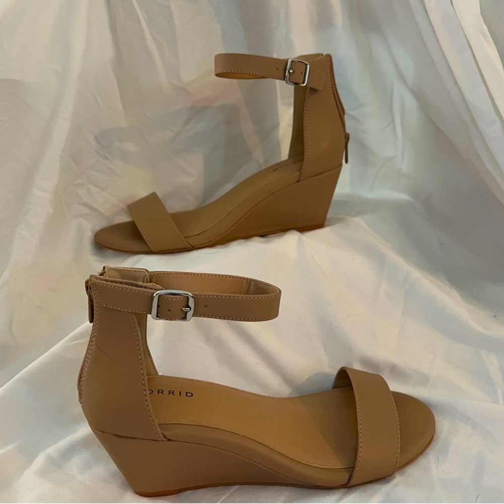 Torrid Beige Ankle Strap Wedges